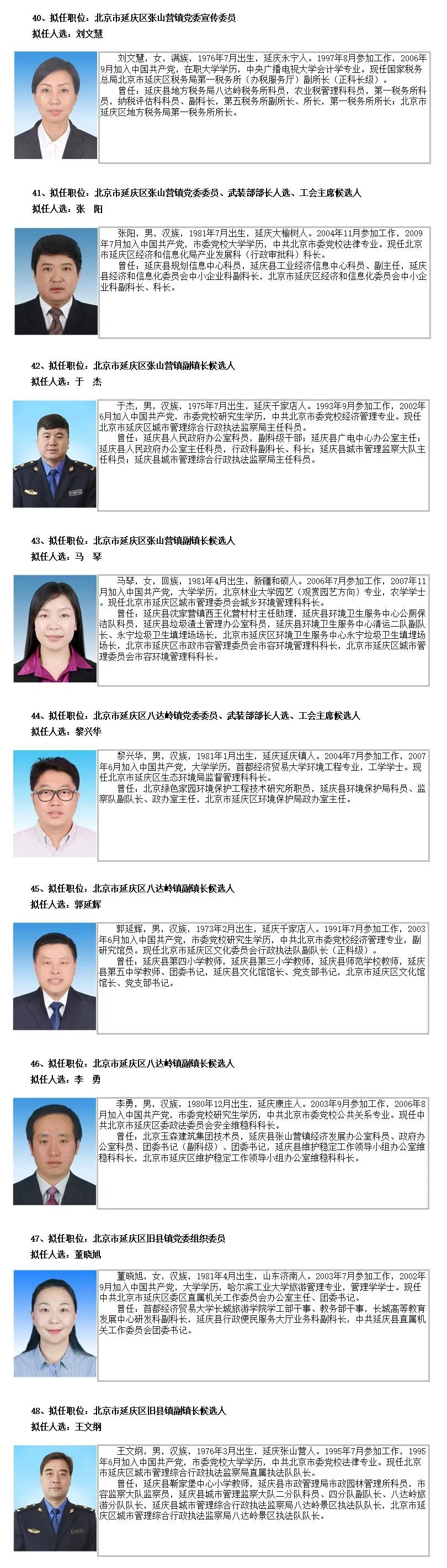 大兴区最新拟任前公示