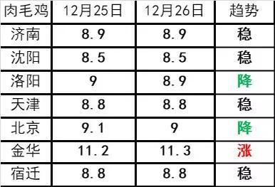 肉毛鸡价格最新行情走势